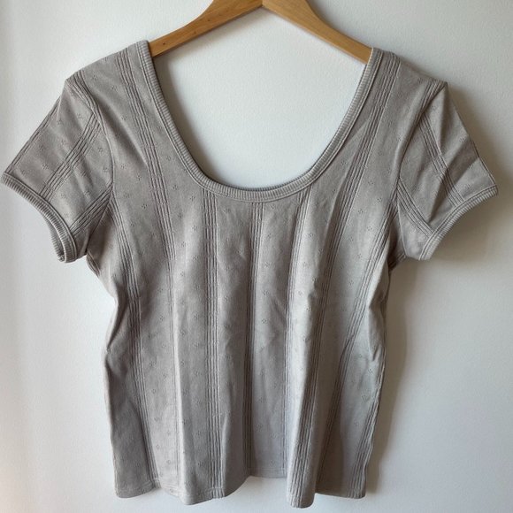 Madewell Pointelle Ribbed Tee in Violet Dusk - Picture 4 of 8